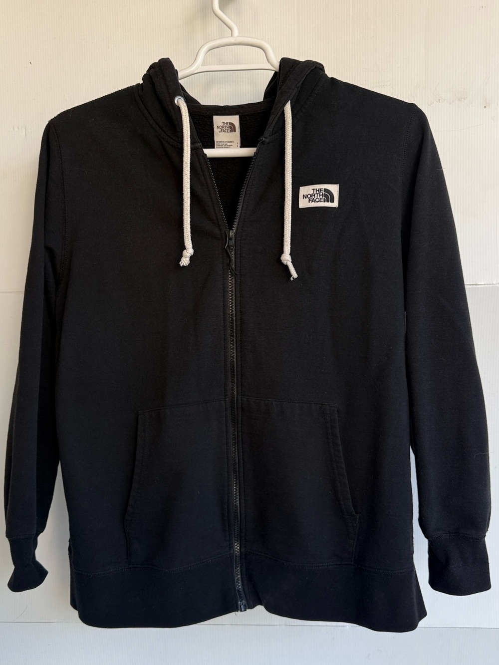 THE NORTH FACE COTTON POLYESTER BLEND FULL ZIP HOODIE SIZE L BLACK SOFT COMFY